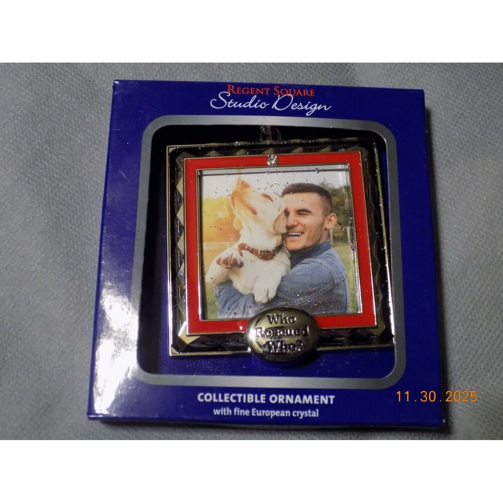 New Who Rescued Who pet Christmas ornament frame